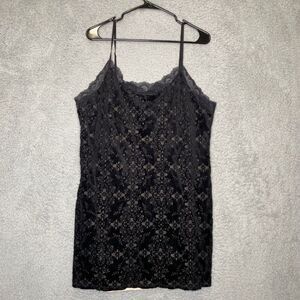 INC International Concepts womens black slip dress velvet lace sexy witchy XL